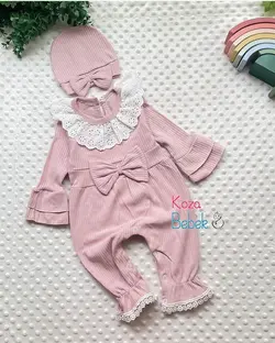 سرهمی یقه گیپور مجلسی با توربان گلبهی