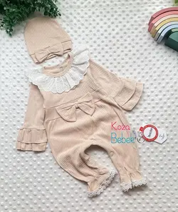 سرهمی یقه گیپور مجلسی با توربان گلبهی