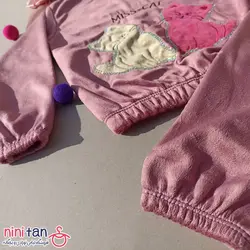 بلوز شلوار دخترانه مخمل پولک دوزی طرح گربه