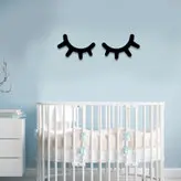 استیکر دیواری کودک مدل چوبی طرح پلک مژه بلند بسته دو عددی