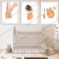 تابلو اتاق کودک مدل دختر بازیگوش مجموعه 3 عددی