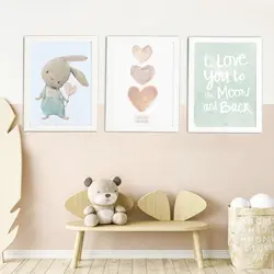 تابلو کودک مدل دکوراتیو خرگوش و قلب و love بسته 3 عددی