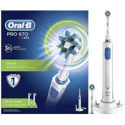 مسواک برقی اورال بی oral-B سریpro 670 کراس اکشن داری دو عدد یدک