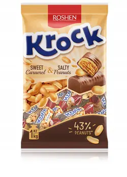 شکلات کروک روشن KROCK با خمیر بادام زمینی بسته 1 کیلویی