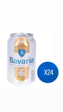نوشیدنی مالت باطعم هلو ۳۳۰میلی لیتر باواریا بسته۲۴ عددی