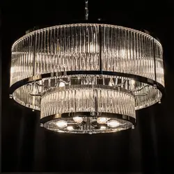 لوستر کریستال لوله ای دو طبقه نیرا