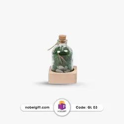 گلدان تراریوم تبلیغاتی لایت با پایه چوبی