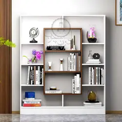 کتابخانه چوبی مدل ماهان با چارچوب سفید اُدون چوب