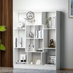 کتابخانه چوبی مدل ماکان رنگ سفید اُدون چوب