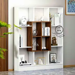 کتابخانه چوبی مدل ماکان با چارچوب سفید اُدون چوب