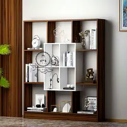 کتابخانه چوبی مدل ماکان اُدون چوب با چارچوب قهوه ای