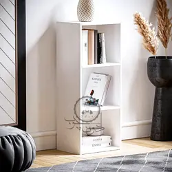 قفسه کتابخانه ساده سه طبقه اُدون چوب