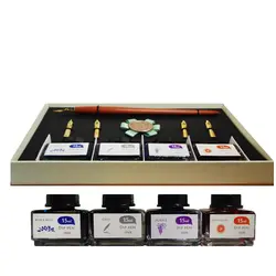 ست قلم فلزی همراه با مرکب