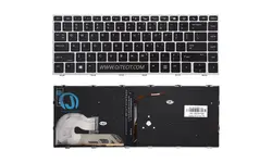 کیبورد لپ تاپ اچ پی HP Elitebook 745 G5/745 G6/840 G5/846 G5/840 G6/846 G6/ZBook 14u G5/14u G6 فریم نقره ایی ، با بکلایت ، بدون پوینت