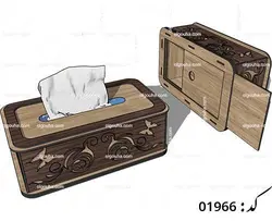 طرح لیزر جعبه دستمال کاغذی گل و پروانه
