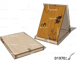 طرح لیزر لوح تقدیر با جعبه