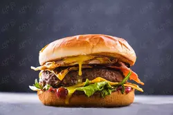 تصویر نمای نزدیک ساندویچ همبرگر | وان پیک - فایل گرافیکی پرمیوم (وکتور-PSD)