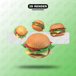 همبرگر و پنیر 3 بعدی (PSD) | وان پیک - فایل گرافیکی پرمیوم (وکتور-PSD)