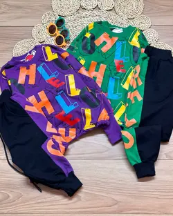 بلوز شلوار فینگردار طرح هِلو