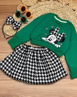 سه تیکه کراپ فینگردار دامن و تل