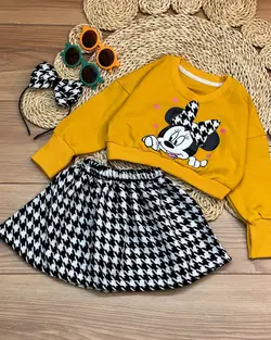 سه تیکه کراپ فینگردار دامن و تل