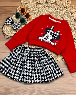 سه تیکه کراپ فینگردار دامن و تل