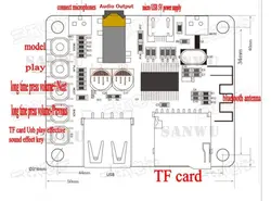 ماژول آمپلی فایر 2X50W بلوتوث دار HW-645 با قابلیت پخش آهنگ از USB و TF-Card به همراه ریموت کنترل