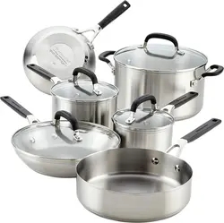 مشخصات، قیمت و خرید ست قابلمه و ماهیتابه برند کیچن اید KitchenAid Stainless Steel Cookware Pots and Pans Set