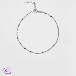 پابند نقره کارتیه پلاک دار کد B2110 با روکش طلای سفید