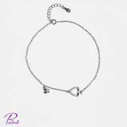 پابند نقره گل و کمان کد B2102 با روکش طلای سفید