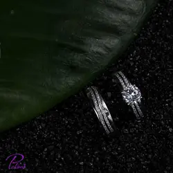 حلقه پشت و انگشتر نگین کد R2096 با روکش طلای سفید