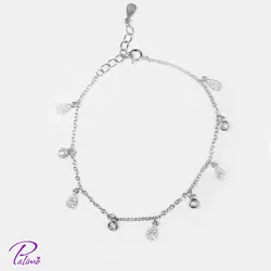 دستبند نقره اشک و سنگ کد B2126 با روکش طلای سفید