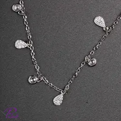 دستبند نقره اشک و سنگ کد B2126 با روکش طلای سفید