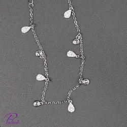 دستبند نقره اشک و سنگ کد B2126 با روکش طلای سفید