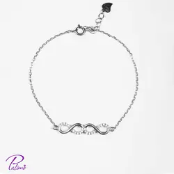 دستبند نقره اینفینیتی دوبل کد B2138 با روکش طلای سفید