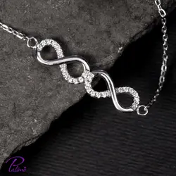 دستبند نقره اینفینیتی دوبل کد B2138 با روکش طلای سفید