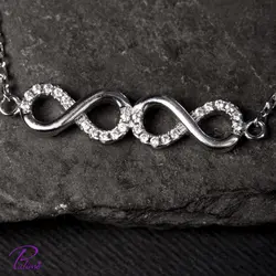 دستبند نقره اینفینیتی دوبل کد B2138 با روکش طلای سفید