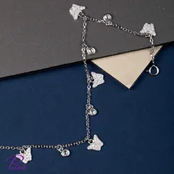 دستبند نقره پروانه و سنگ کد B2129 با روکش طلای سفید