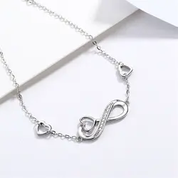 دستبند نقره بینهایت و قلب کد B2080 با روکش طلای سفید