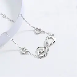 دستبند نقره بینهایت و قلب کد B2080 با روکش طلای سفید