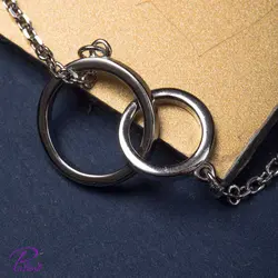 دستبند نقره دو حلقه کد B2112 با روکش طلای سفید