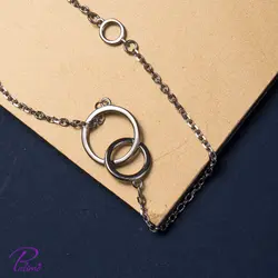 دستبند نقره دو حلقه کد B2112 با روکش طلای سفید