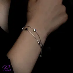 دستبند نقره ستاره کد B2082 با روکش طلا سفید
