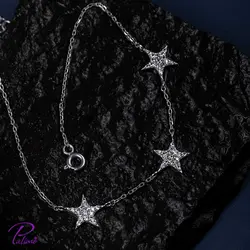 دستبند نقره سه ستاره کد B2093 با روکش طلا سفید