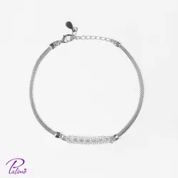 دستبند نقره کارتیه و زنجیر کد B2123 با روکش طلای سفید