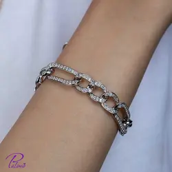 دستبند نقره فیگارو کد B2098 با روکش طلای سفید