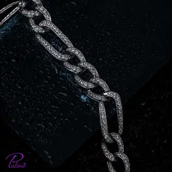 دستبند نقره فیگارو کد B2098 با روکش طلای سفید