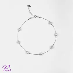 دستبند نقره مروارید کد B2094 با روکش طلا سفید