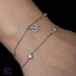 دستبند نقره نماد آزادی کد B2127 با روکش طلای سفید