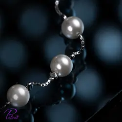 دستبند نقره نه مروارید کد B2095 با روکش طلا سفید